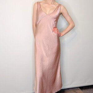 Pink Wilfred Pink Satin Slip Dress — Long Maxidress, Aritzia, Size XS
